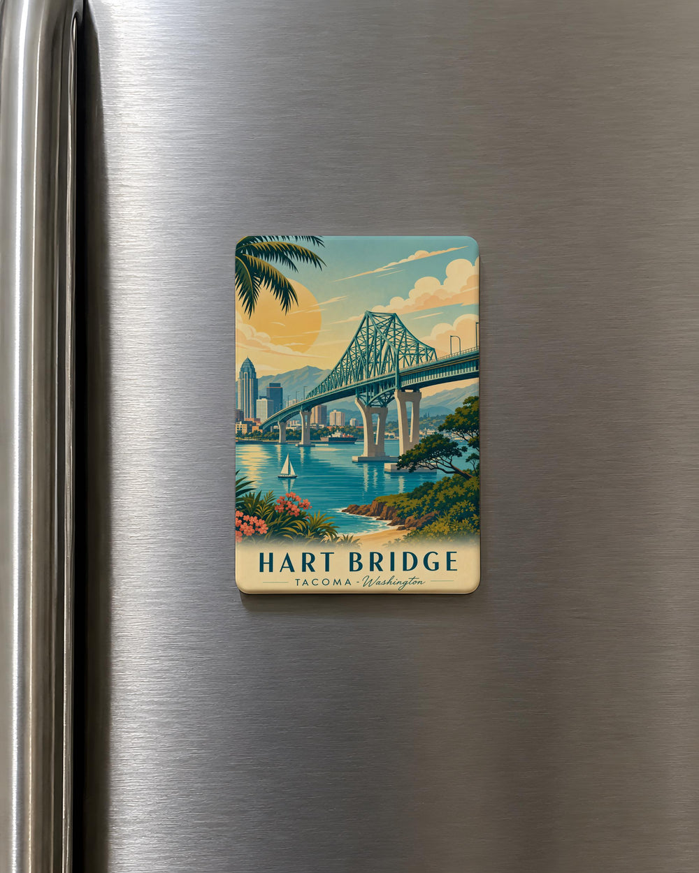 Hart Bridge Fridge Magnet, Jacksonville Florida Bridge Souvenir Magnet, River Crossing Landmark Travel Keepsake