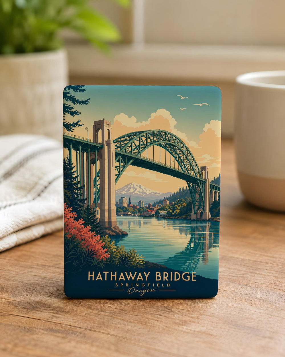 Hathaway Bridge Fridge Magnet, Historic Bridge Landmark Souvenir, Scenic River Crossing Travel Gift