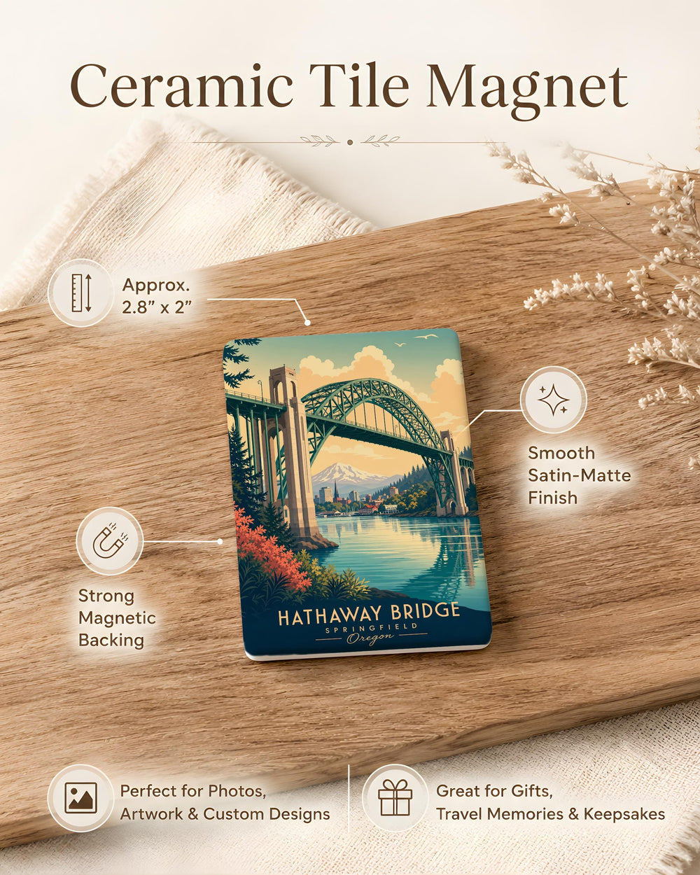 Hathaway Bridge Fridge Magnet, Historic Bridge Landmark Souvenir, Scenic River Crossing Travel Gift
