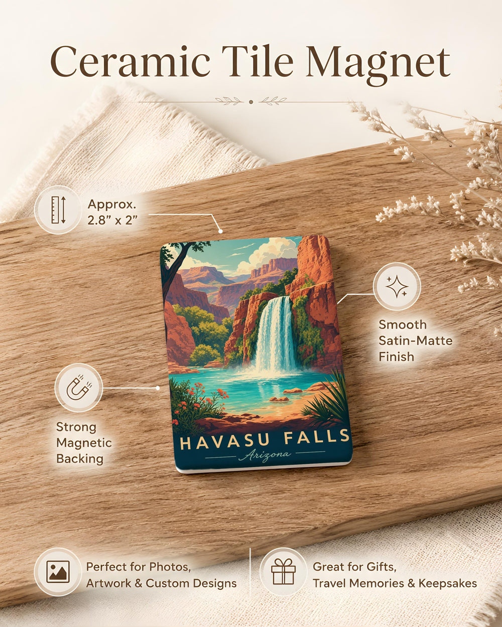 Havasu Falls Fridge Magnet, Havasupai Waterfall Souvenir, Grand Canyon Arizona Travel Keepsake Magnet