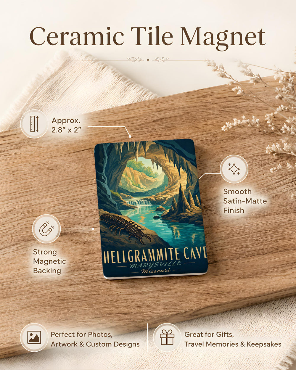 Hellgrammite Cave Fridge Magnet, Cave Insect Larva Magnet, Underground Creature Nature Lover Gift