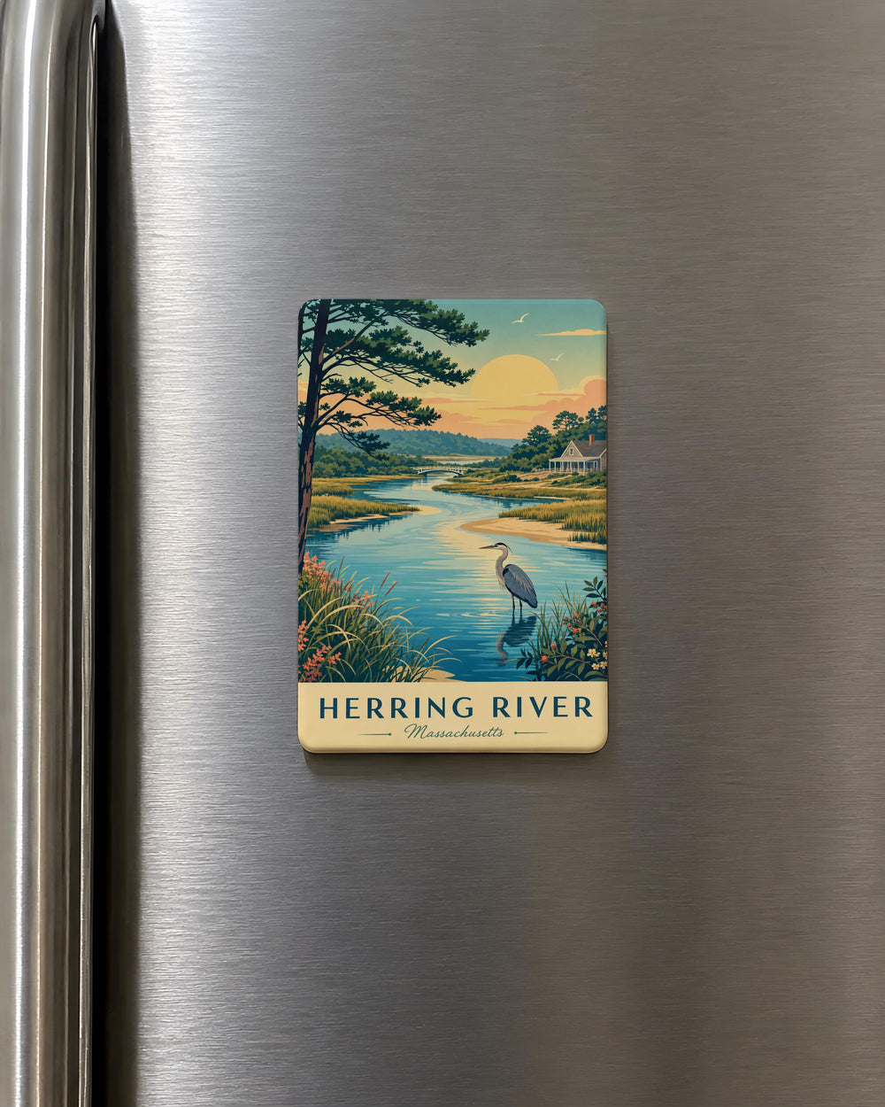 Herring River Fridge Magnet, River Landscape Souvenir Magnet, Nature Travel Keepsake, Coastal River Decor Magnet