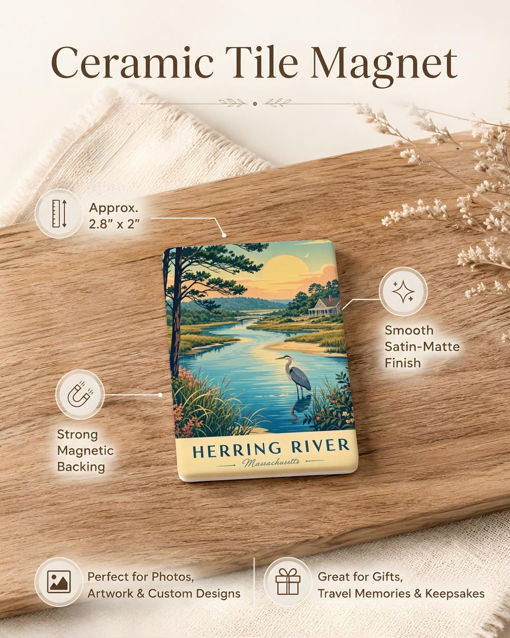 Herring River Fridge Magnet, River Landscape Souvenir Magnet, Nature Travel Keepsake, Coastal River Decor Magnet