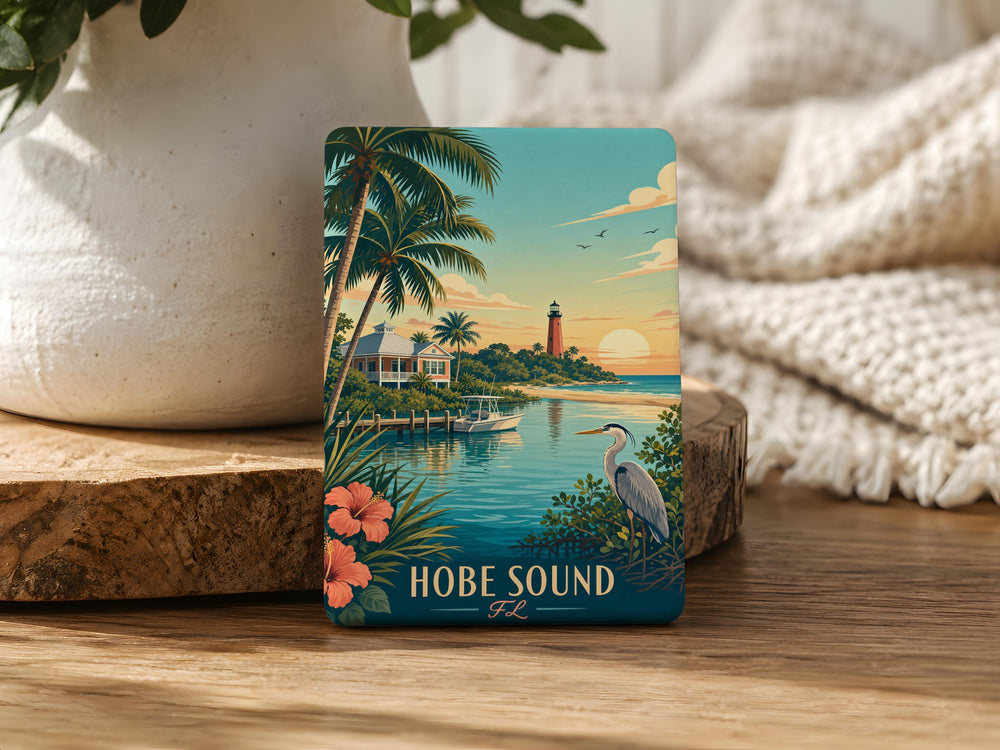Hobe Sound FL Fridge Magnet, Florida Coastal Town Souvenir Magnet, Hobe Sound Florida Travel Gift, Beach Vacation Keepsake Magnet