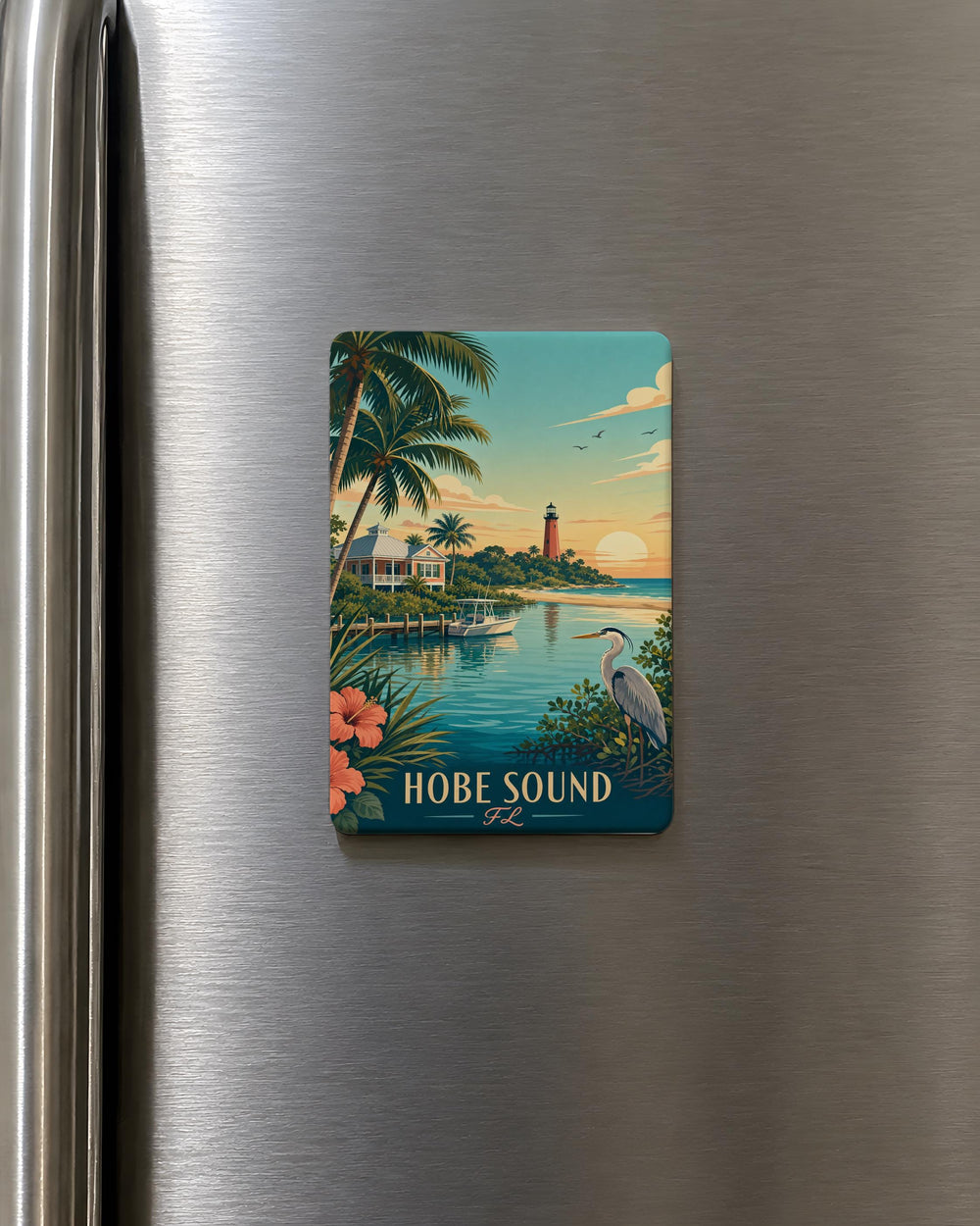 Hobe Sound FL Fridge Magnet, Florida Coastal Town Souvenir Magnet, Hobe Sound Florida Travel Gift, Beach Vacation Keepsake Magnet