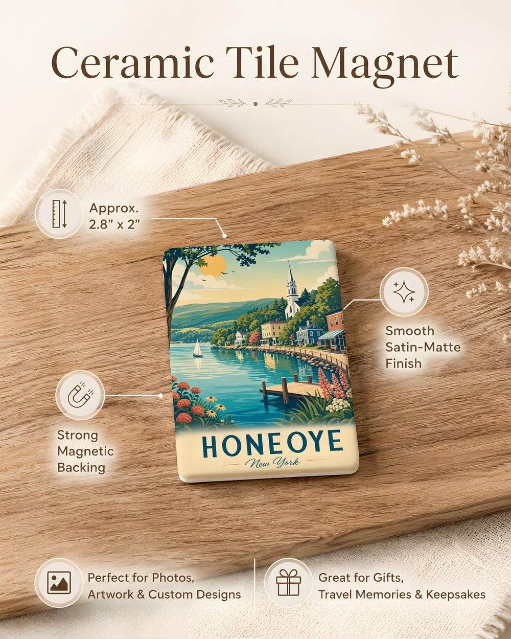 Honeoye Fridge Magnet, Honeoye Lake New York Souvenir Magnet, Finger Lakes Travel Gift, Honeoye NY Keepsake Magnet