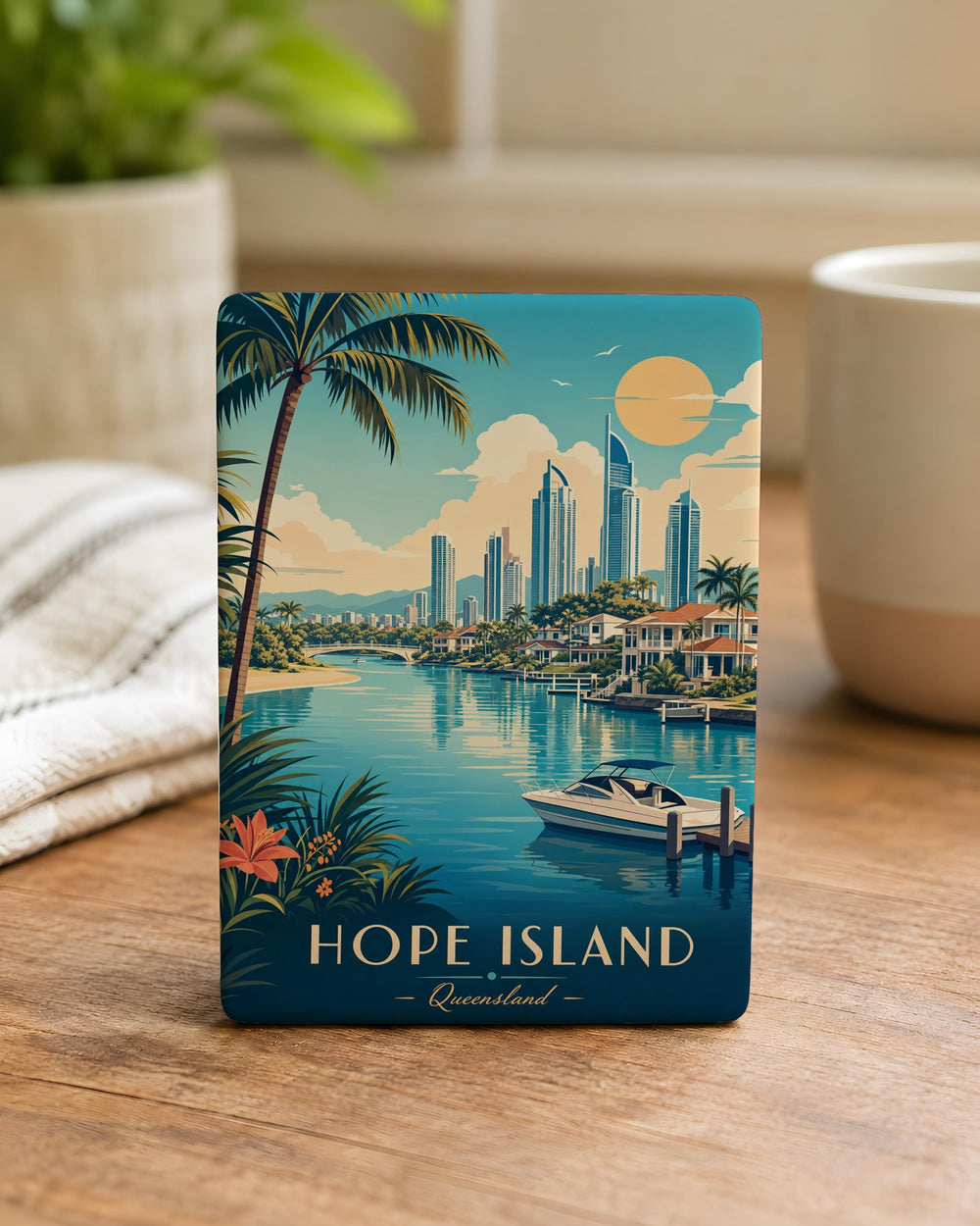 Hope Island Fridge Magnet, Hope Island Souvenir Magnet, Coastal Island Travel Keepsake, Island Landmark Refrigerator Magnet