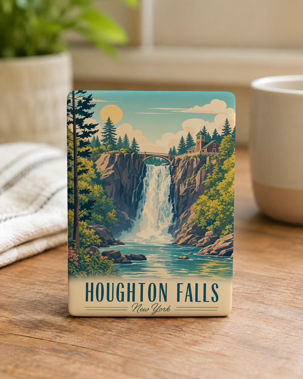 Houghton Falls Fridge Magnet, Houghton Falls Wisconsin Waterfall Souvenir Magnet, Lake Superior North Shore Travel Gift