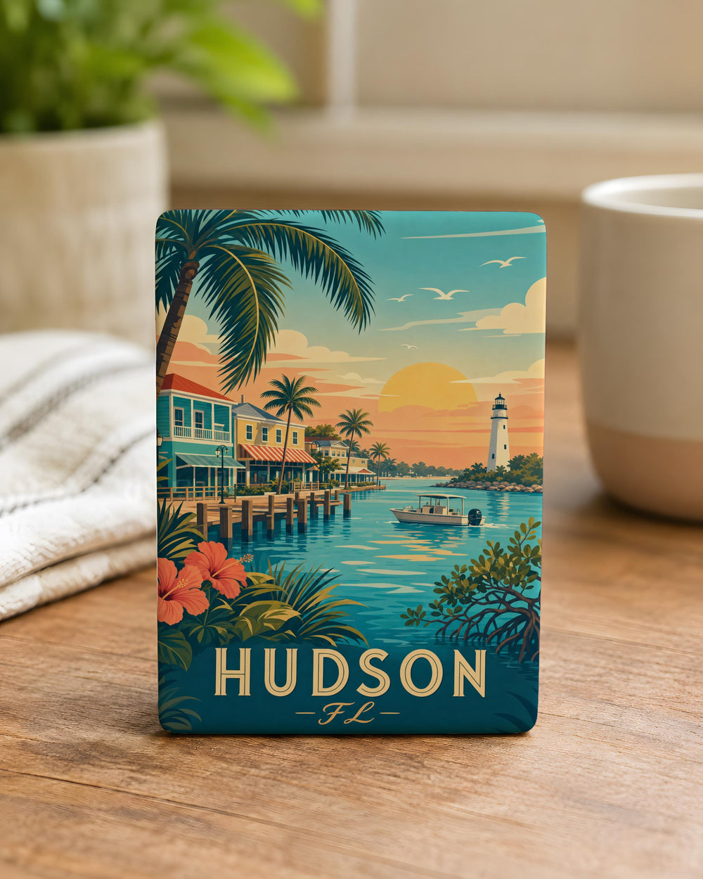 Hudson Florida Fridge Magnet, Hudson FL Souvenir Magnet, Gulf Coast Travel Keepsake, Florida Vacation Gift Magnet