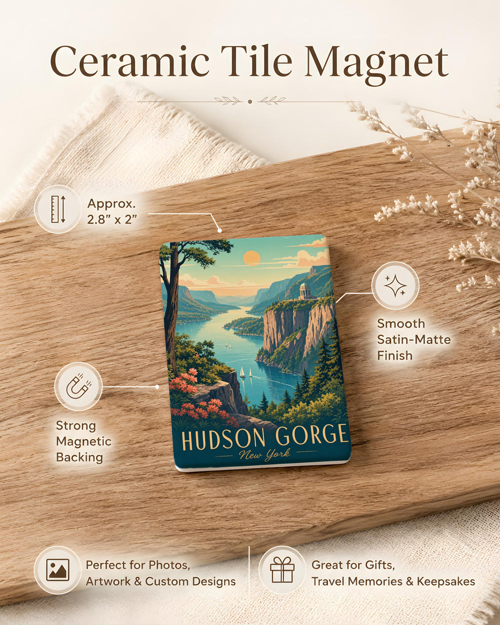 Hudson Gorge Fridge Magnet, Hudson River Gorge Souvenir Magnet, New York Nature Landmark Magnet, Scenic Gorge Keepsake Magnet