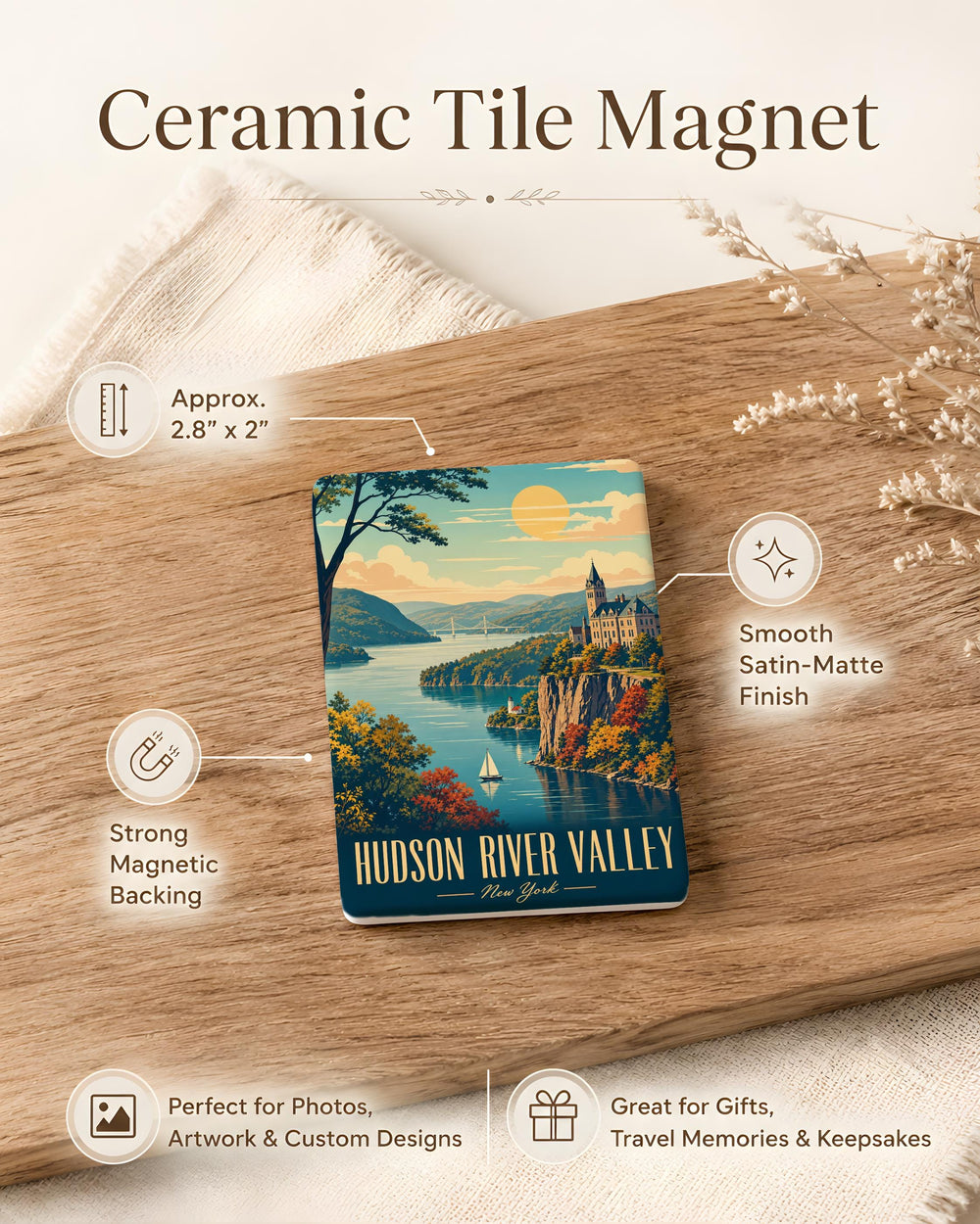 Hudson River Valley Fridge Magnet, Hudson Valley New York Scenic Souvenir Magnet, River Valley Landmark Travel Keepsake Magnet