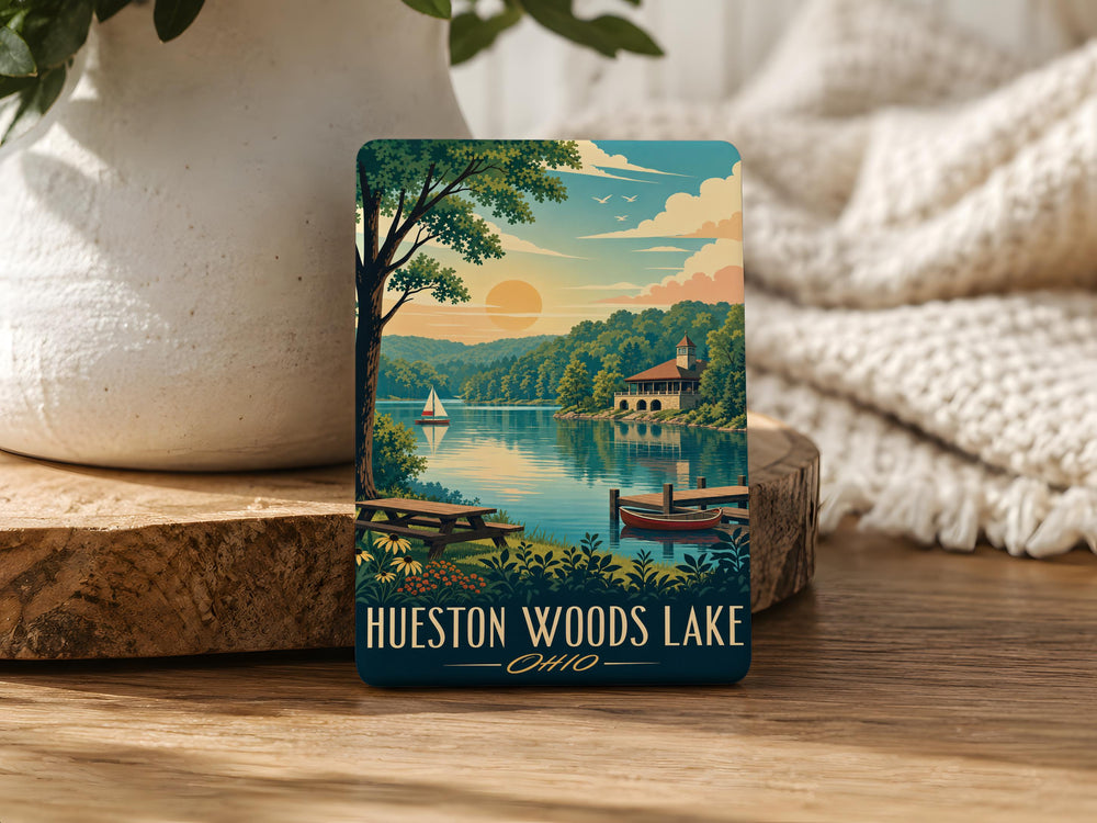 Hueston Woods Lake Fridge Magnet, Ohio State Park Souvenir, Lake Scene Magnet, Outdoor Nature Travel Keepsake Magnet