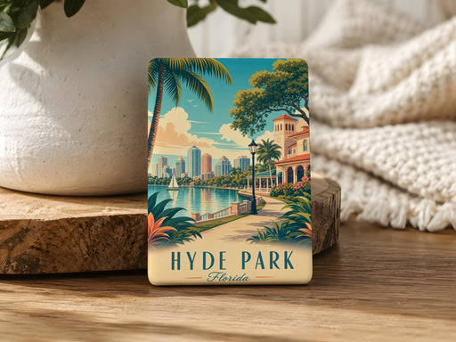 Hyde Park FL Fridge Magnet, Tampa Florida Neighborhood Souvenir Magnet, Hyde Park Village Landmark Keepsake Gift