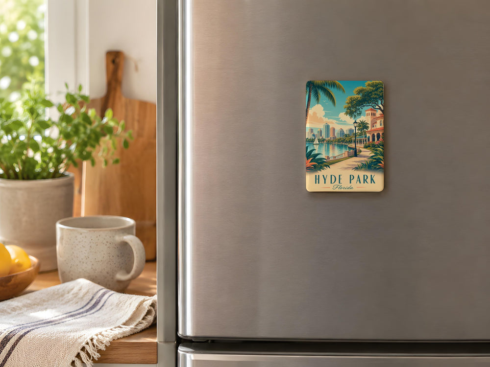 Hyde Park FL Fridge Magnet, Tampa Florida Neighborhood Souvenir Magnet, Hyde Park Village Landmark Keepsake Gift