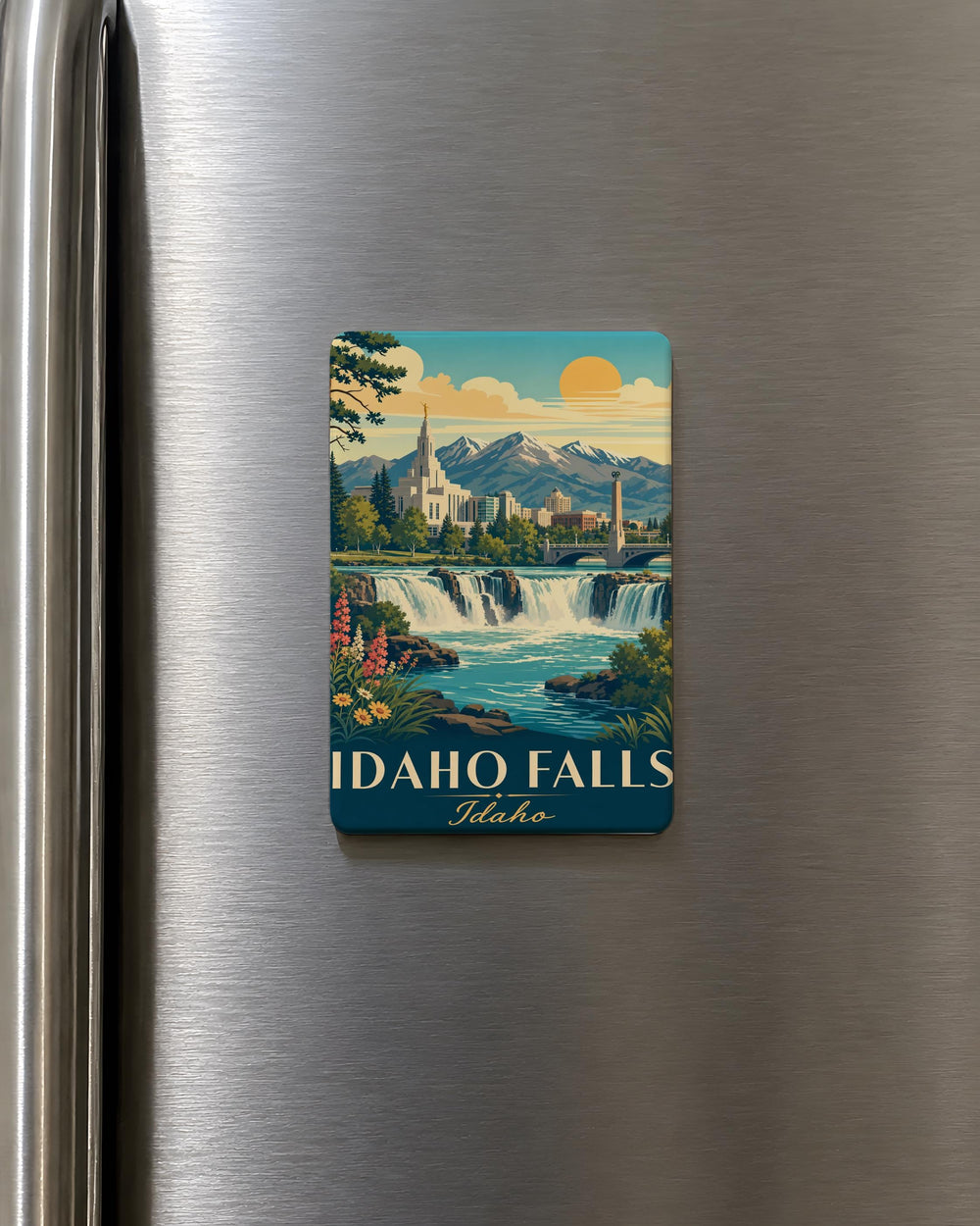 Idaho Falls Idaho Fridge Magnet, Idaho Falls Souvenir Magnet, Idaho Travel Gift, Snake River Falls Landmark Magnet, USA Keepsake Magnet