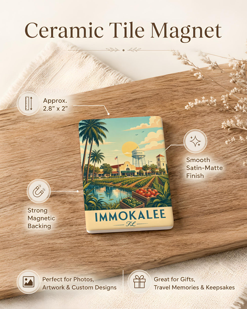 Immokalee Florida Fridge Magnet, Immokalee FL Souvenir, Florida Town Travel Keepsake Magnet, Immokalee Gift