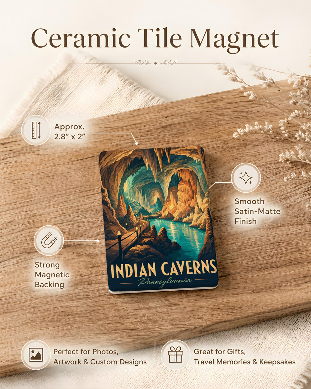 Indian Caverns Fridge Magnet, Underground Cave Cavern Souvenir, New Mexico Landmark Travel Keepsake Magnet