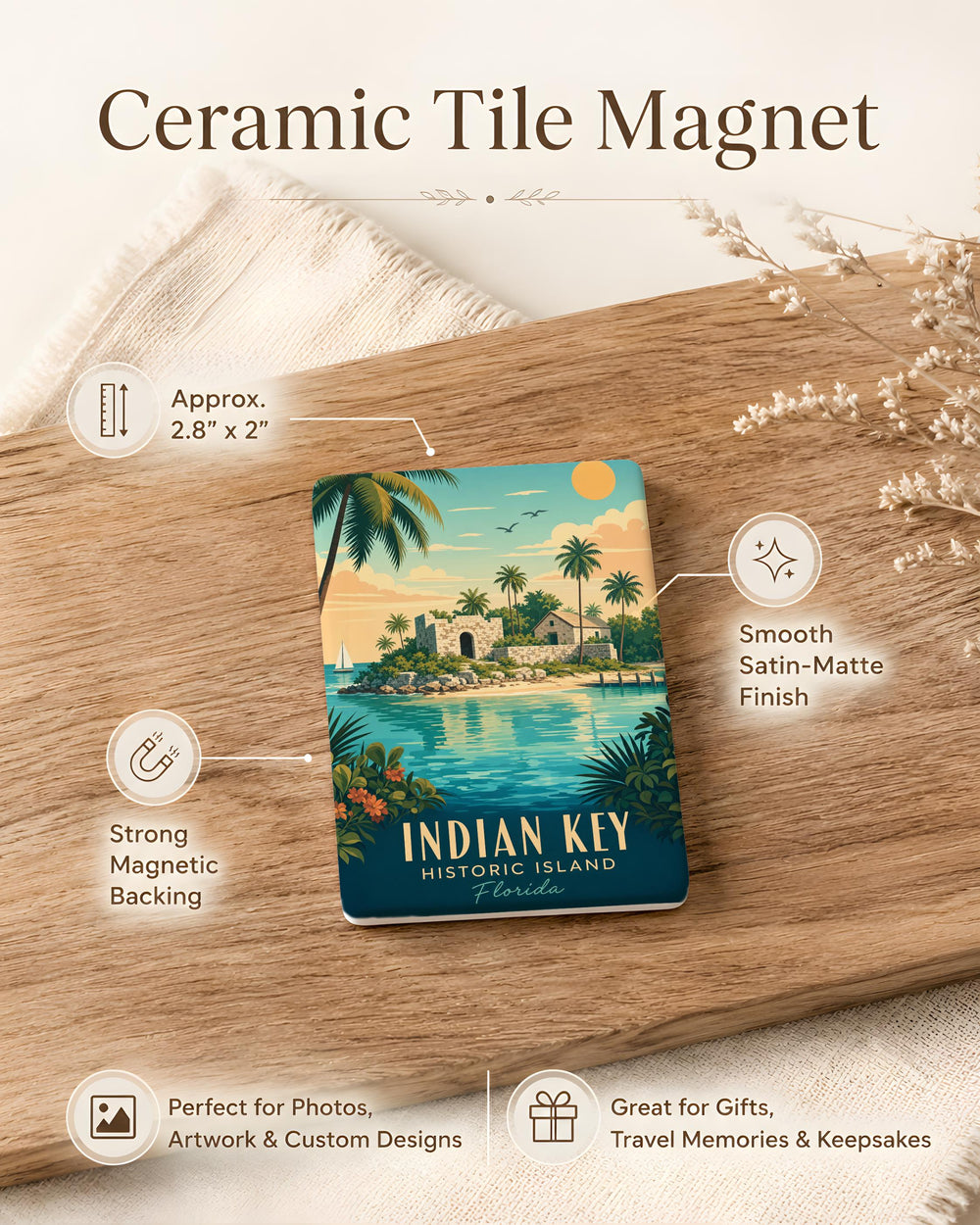 Indian Key Historic Island Fridge Magnet, Florida Keys Landmark Souvenir, Island History Travel Keepsake Magnet