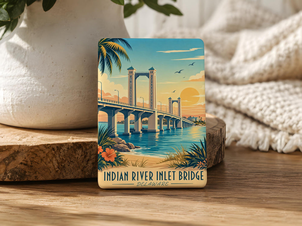 Indian River Inlet Bridge Fridge Magnet, Delaware Coastal Landmark Souvenir Magnet, Beach Town Travel Keepsake Magnet