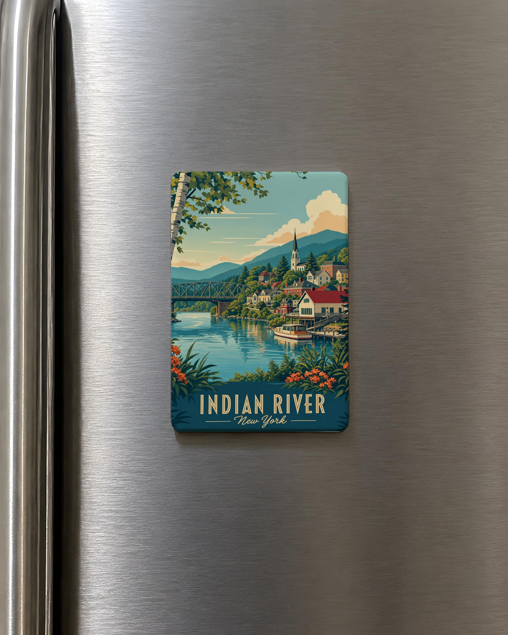 Indian River NY Fridge Magnet, Indian River New York Souvenir Magnet, Adirondacks Travel Gift, Lake & River Keepsake Magnet