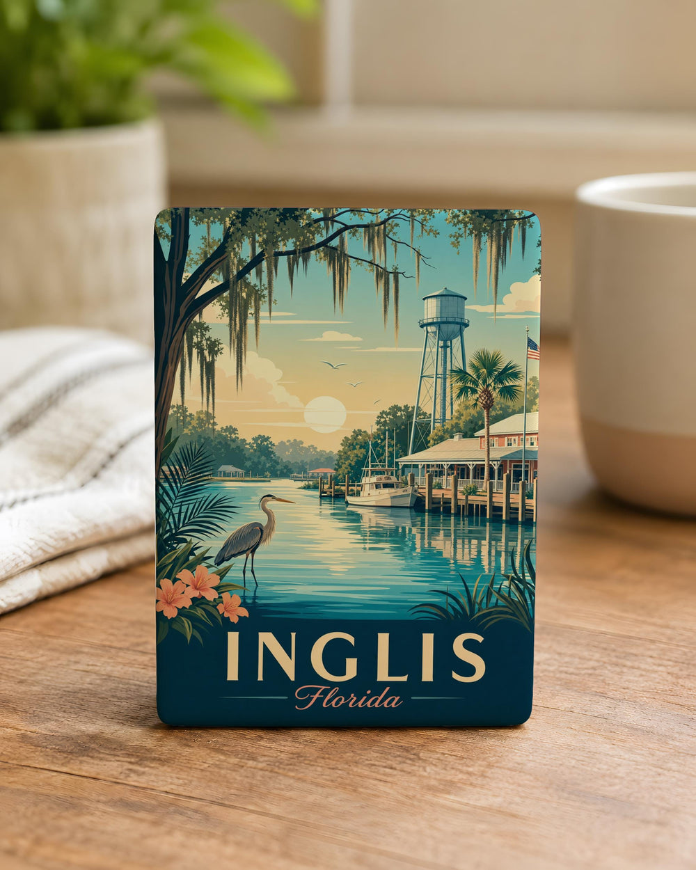 Inglis Florida Fridge Magnet, Inglis FL Souvenir Magnet, Florida Travel Keepsake, Citrus County Gift, Coastal Town Magnet