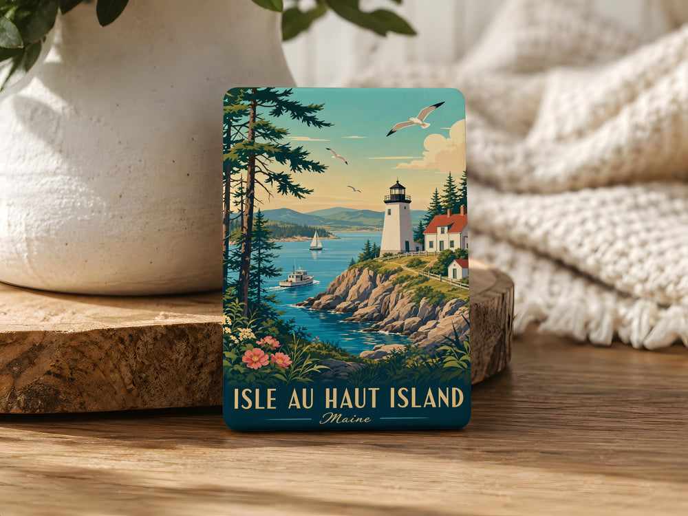 Isle au Haut Island Fridge Magnet, Maine Island Souvenir Magnet, Isle au Haut National Park Gift, Coastal Maine Magnet