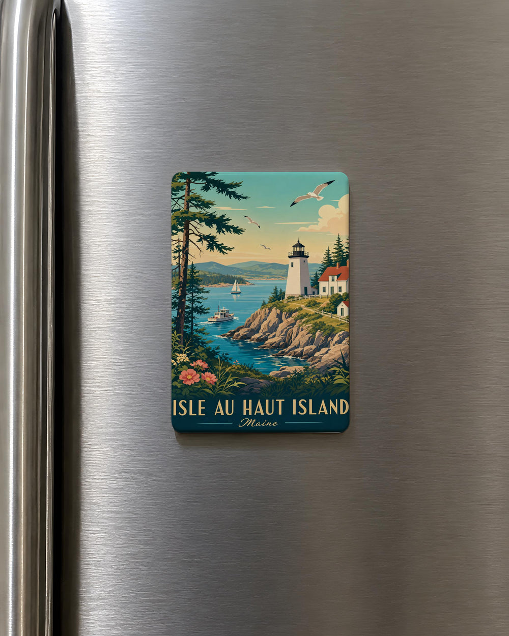 Isle au Haut Island Fridge Magnet, Maine Island Souvenir Magnet, Isle au Haut National Park Gift, Coastal Maine Magnet