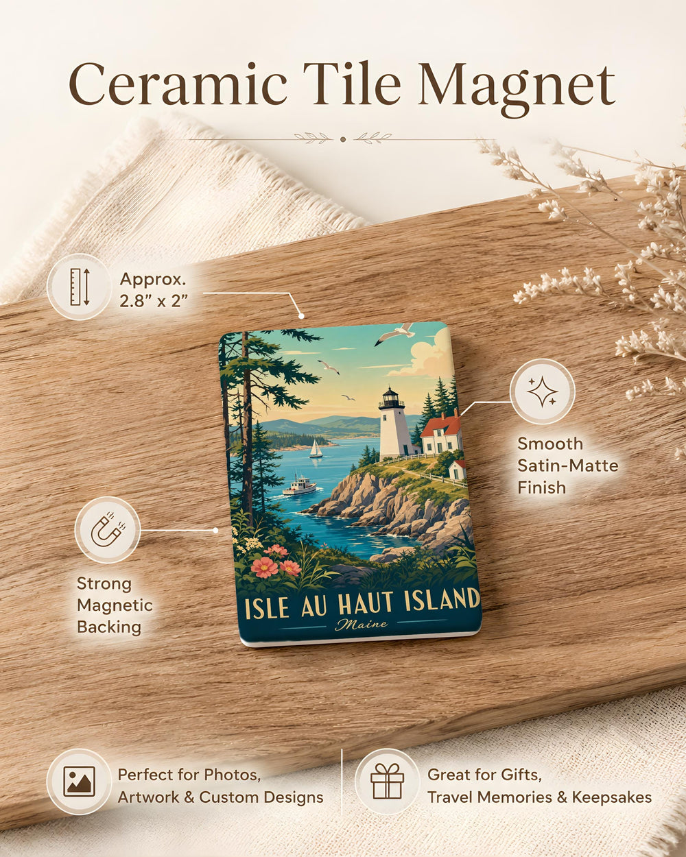 Isle au Haut Island Fridge Magnet, Maine Island Souvenir Magnet, Isle au Haut National Park Gift, Coastal Maine Magnet