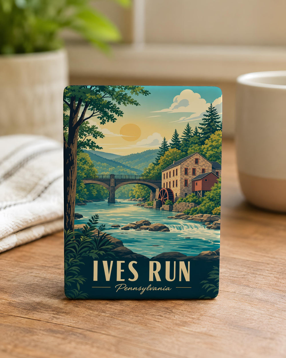 Ives Run Fridge Magnet, Ives Run Trail Nature Scene Magnet, Outdoor Hiking Creek Woods Souvenir Magnet