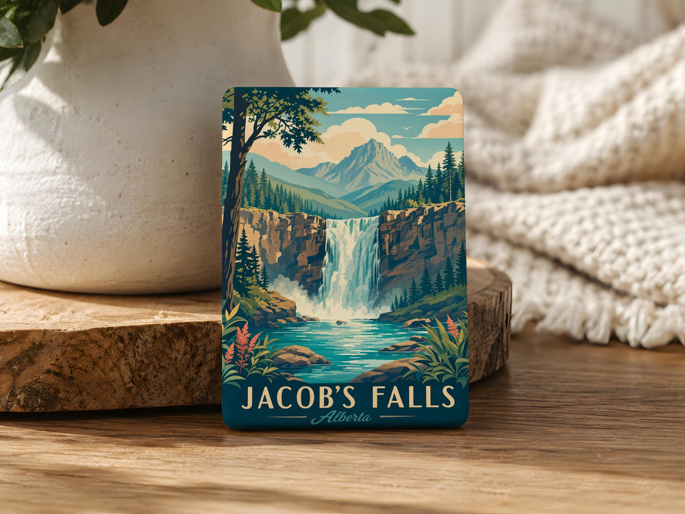Jacobs Falls Fridge Magnet, Waterfall Landmark Souvenir Magnet, Nature Travel Keepsake, Hiking Adventure Refrigerator Magnet