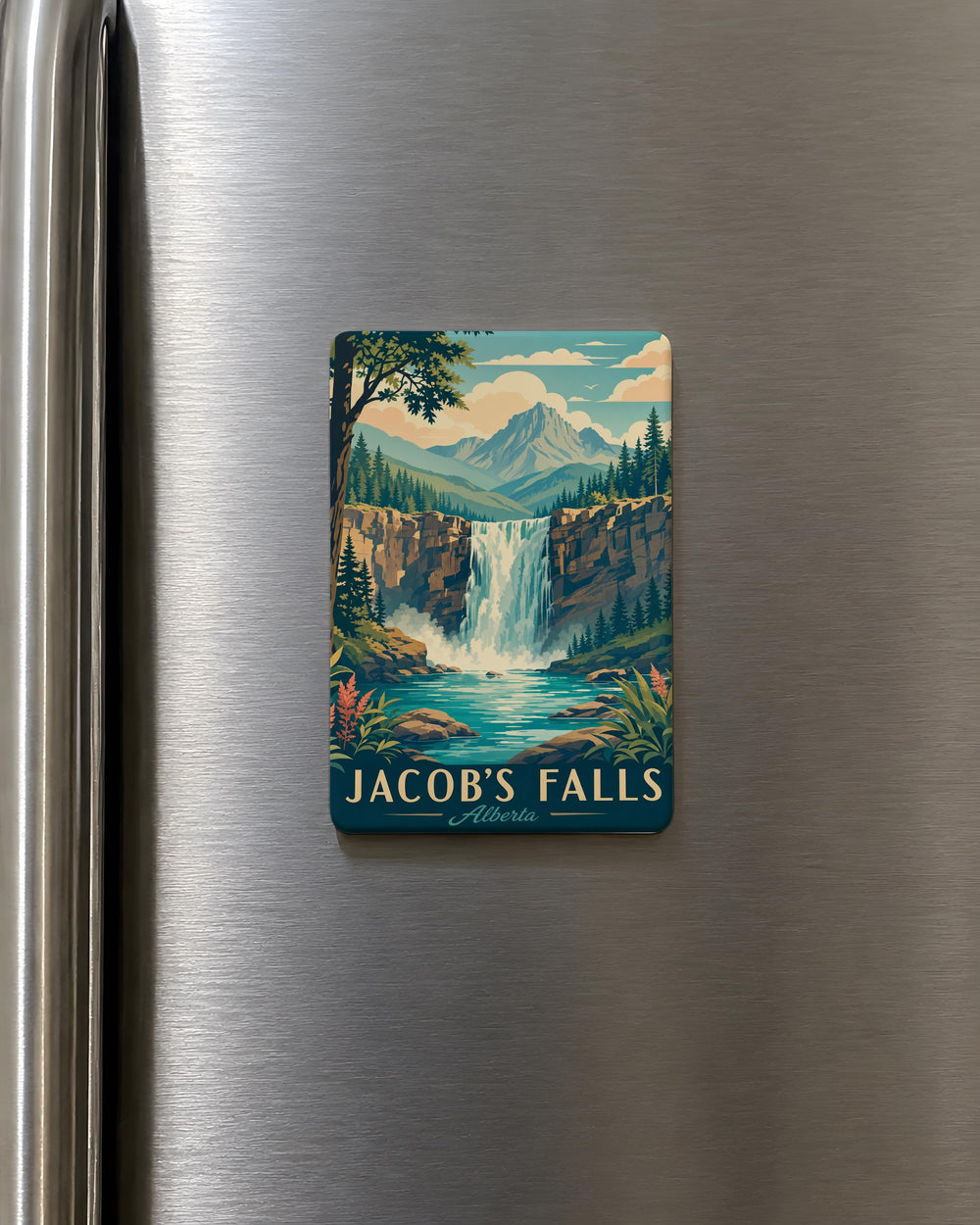 Jacobs Falls Fridge Magnet, Waterfall Landmark Souvenir Magnet, Nature Travel Keepsake, Hiking Adventure Refrigerator Magnet