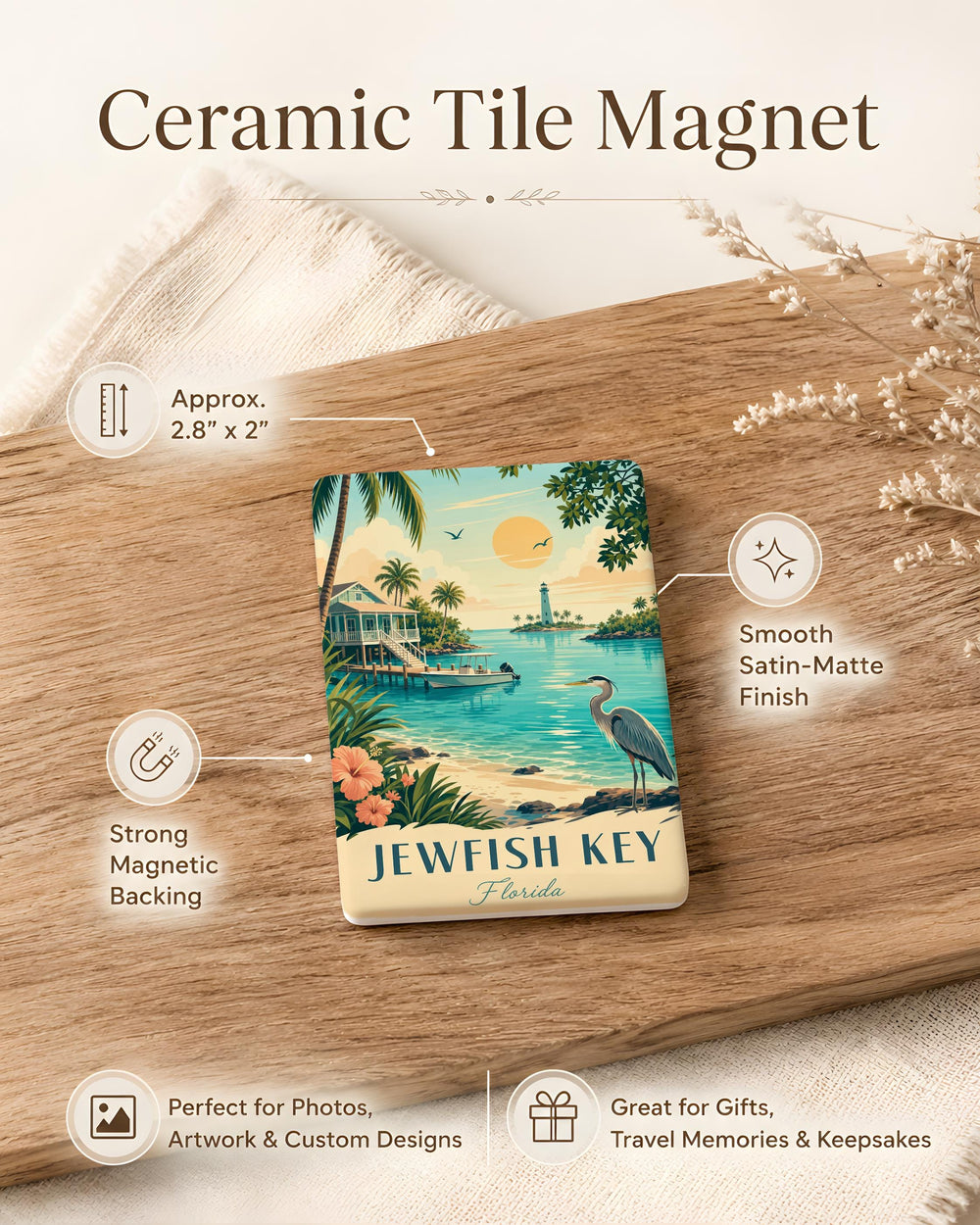 Jewfish Key Fridge Magnet, Florida Keys Souvenir Magnet, Coastal Island Travel Gift, Key West Area Keepsake Magnet