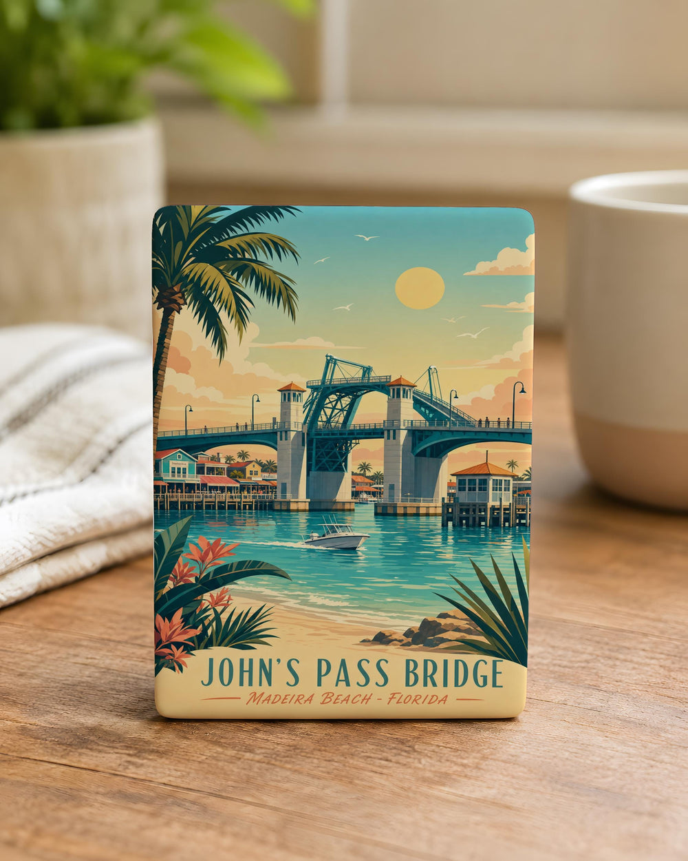 Johns Pass Bridge Fridge Magnet, Johns Pass Florida Souvenir Magnet, Bridge Landmark Travel Gift, Coastal Waterfront Keepsake Magnet