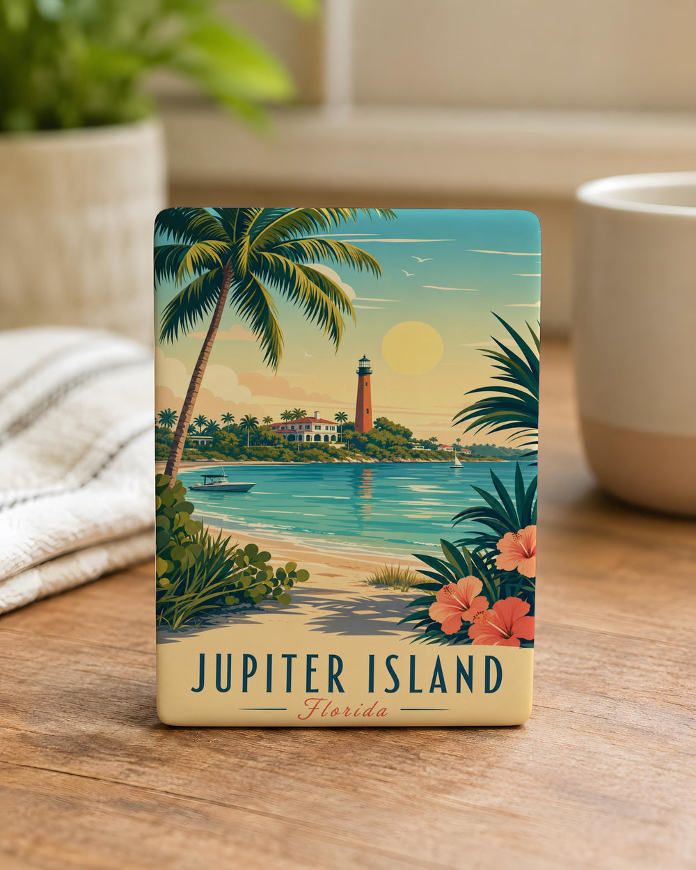 Jupiter Island Fridge Magnet, Florida Coastal Town Souvenir, Beach Travel Gift, Oceanfront Vacation Keepsake