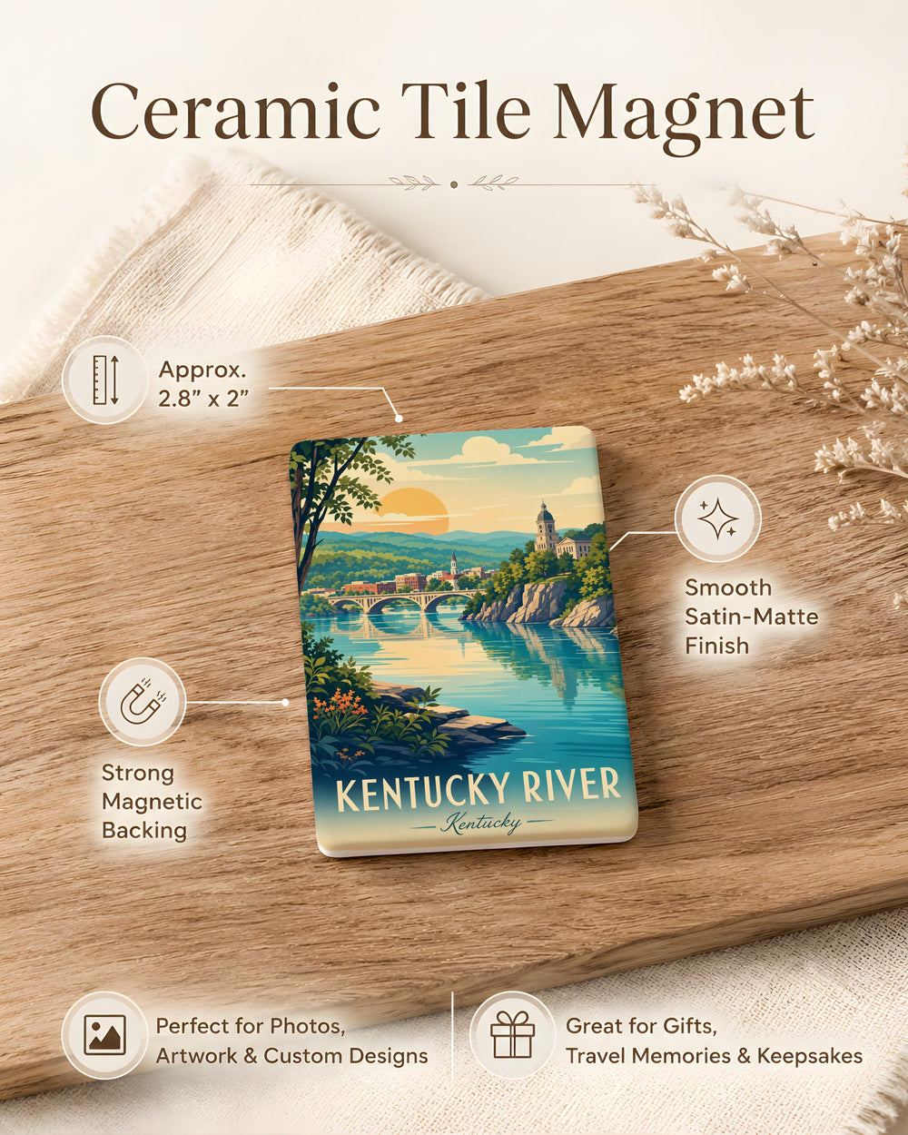 Kentucky River Fridge Magnet, Kentucky River Souvenir Magnet, River Landscape Travel Keepsake, Kentucky Gift Magnet