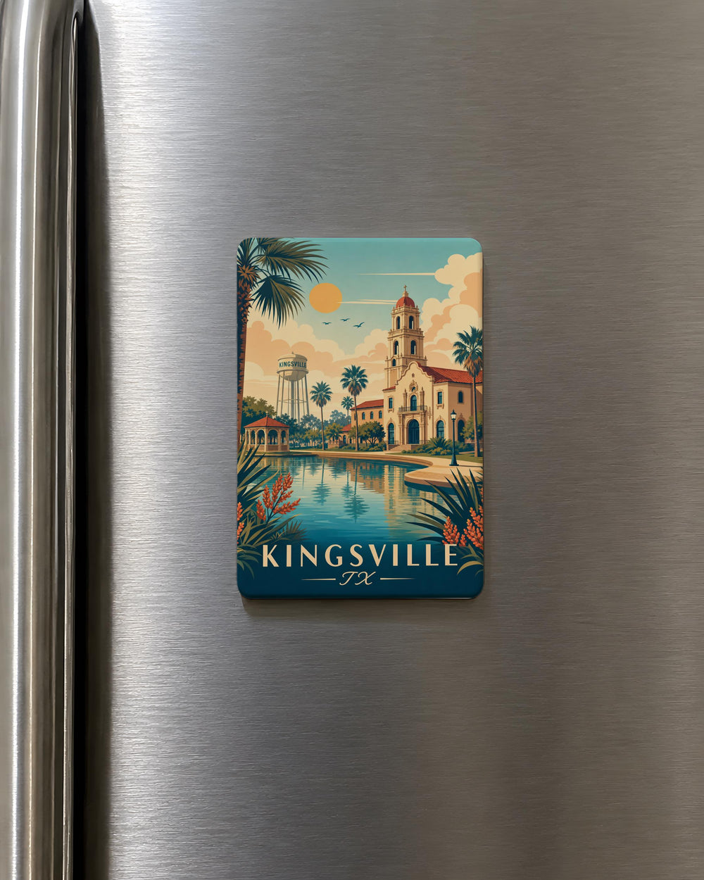 Kingsville TX Fridge Magnet, Kingsville Texas Souvenir Magnet, South Texas Travel Gift, City Landmark Keepsake Magnet