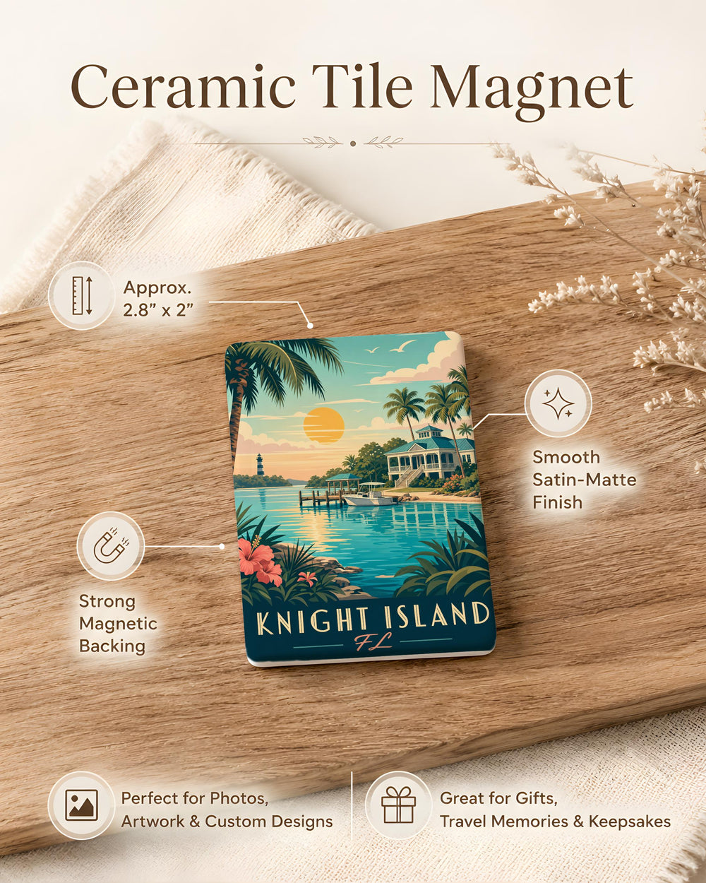 Knight Island Florida Fridge Magnet, Coastal Island Souvenir Magnet, Vacation Travel Keepsake, Beach Destination Gift