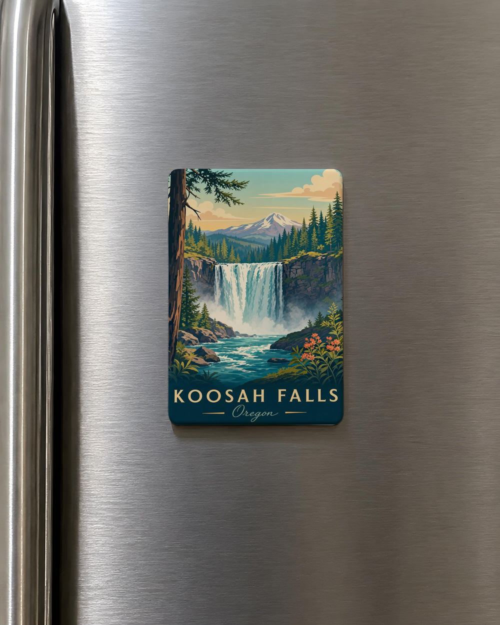 Koosah Falls Fridge Magnet, Oregon Waterfall Souvenir, McKenzie River Scenic Nature Magnet, Pacific Northwest Travel Gift