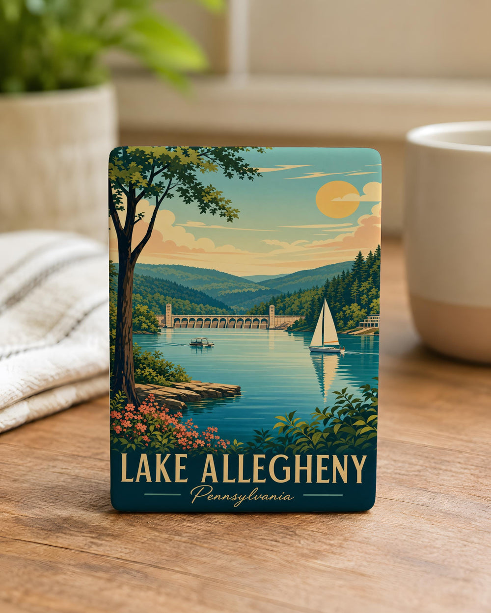 Lake Allegheny Fridge Magnet, Allegheny Mountains Souvenir Magnet, Pennsylvania Lake Travel Keepsake, Outdoor Nature Gift