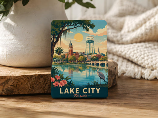 Lake City FL Fridge Magnet, Florida Souvenir Magnet, Lake City Travel Gift, City Landmark Keepsake Magnet