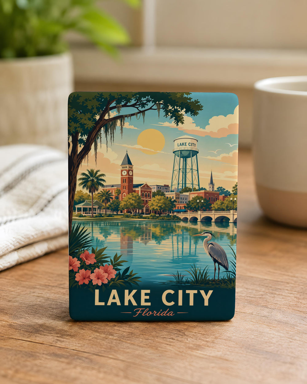 Lake City FL Fridge Magnet, Florida Souvenir Magnet, Lake City Travel Gift, City Landmark Keepsake Magnet