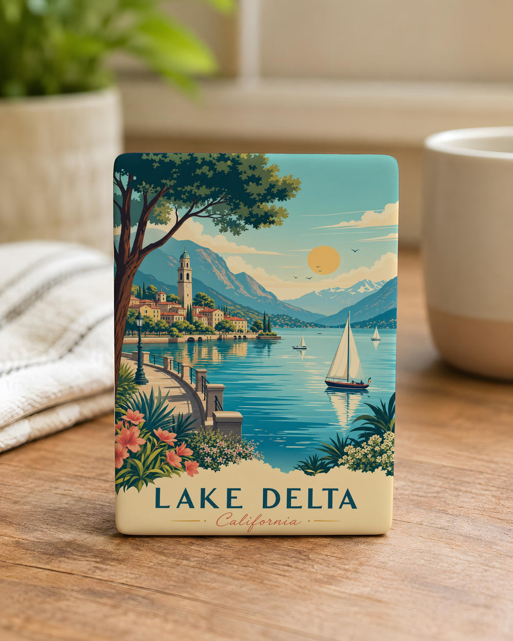 Lake Delta Fridge Magnet, Delta Lake Landscape Souvenir Magnet, Nature Travel Keepsake, Cabin Decor Magnet