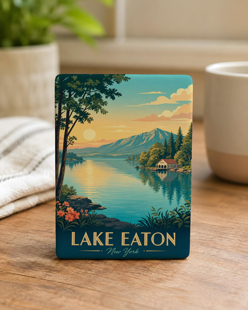 Lake Eaton Fridge Magnet, Adirondack Mountains New York Souvenir, Lake and Forest Scenic Travel Keepsake Magnet
