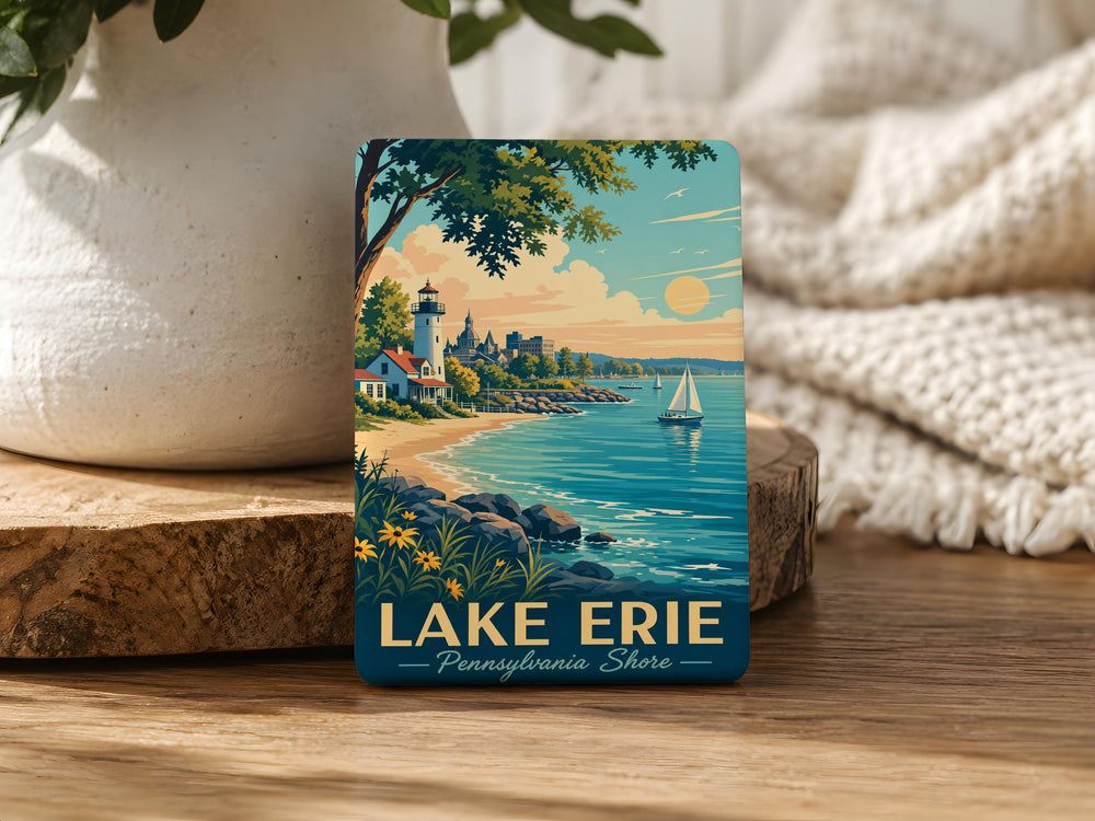 Lake Erie Pennsylvania Shore Fridge Magnet, Erie PA Lakeside Souvenir, Great Lakes Travel Keepsake Magnet