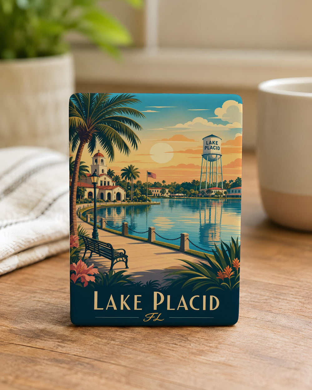 Lake Placid FL Fridge Magnet, Florida Souvenir Magnet, Lake Placid Florida Travel Gift, Hometown Keepsake Magnet