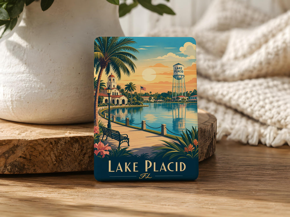 Lake Placid FL Fridge Magnet, Florida Souvenir Magnet, Lake Placid Florida Travel Gift, Hometown Keepsake Magnet
