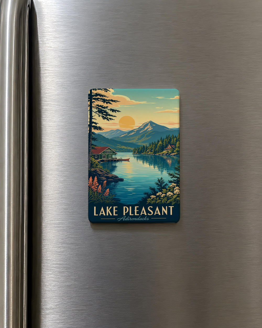 Lake Pleasant Adirondacks Fridge Magnet, New York Mountain Lake Souvenir, Adirondack Park Travel Keepsake Magnet