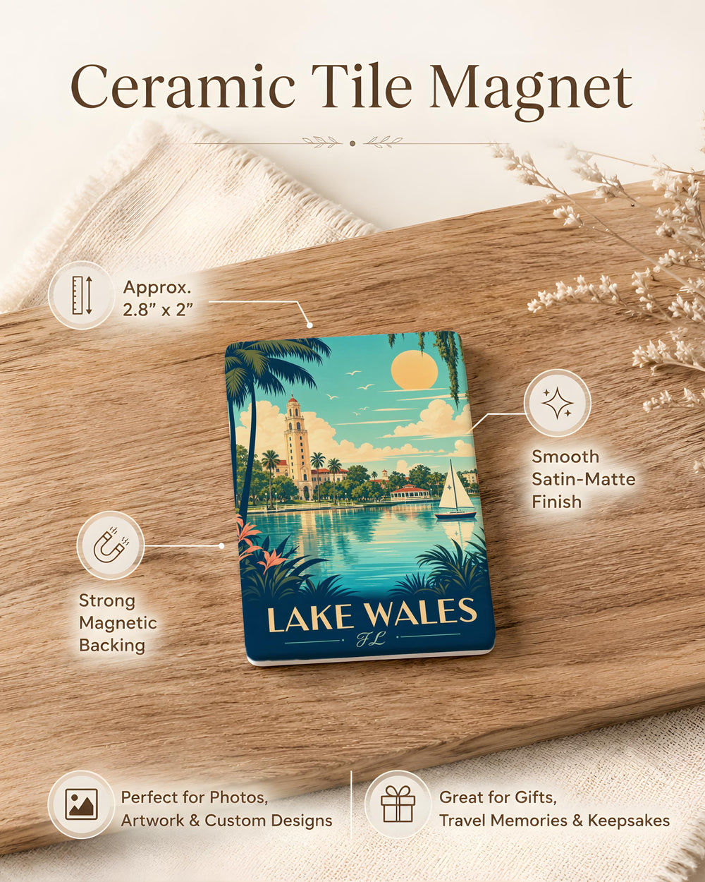 Lake Wales Florida Fridge Magnet, Lake Wales FL Souvenir Magnet, Polk County Travel Gift, Florida Vacation Keepsake Magnet