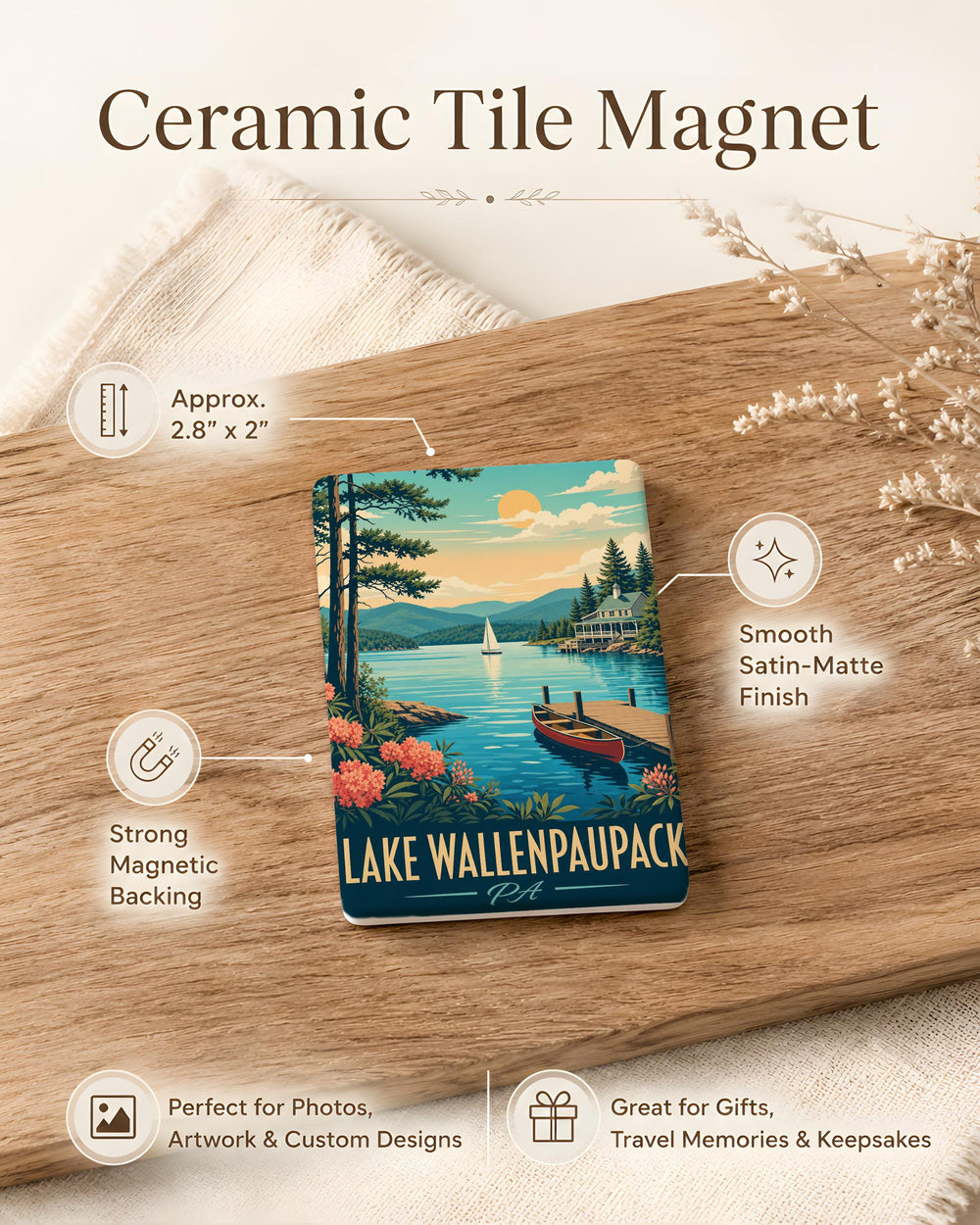 Lake Wallenpaupack PA Fridge Magnet, Pennsylvania Lake Souvenir Magnet, Poconos Travel Gift, Lake Wallenpaupack Keepsake