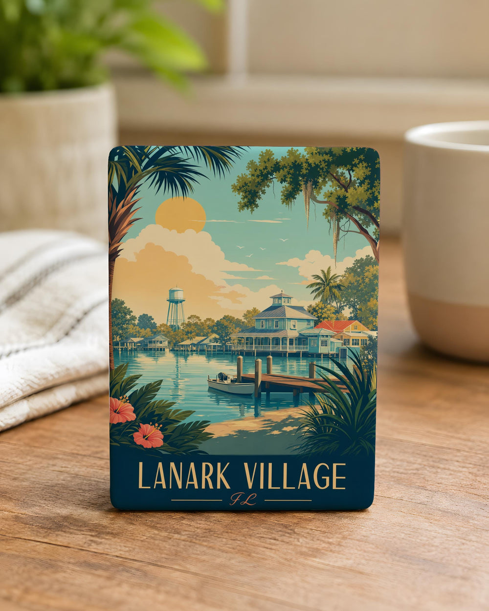 Lanark Village FL Fridge Magnet, Lanark Village Florida Souvenir Magnet, Coastal Gulf Town Travel Keepsake Gift